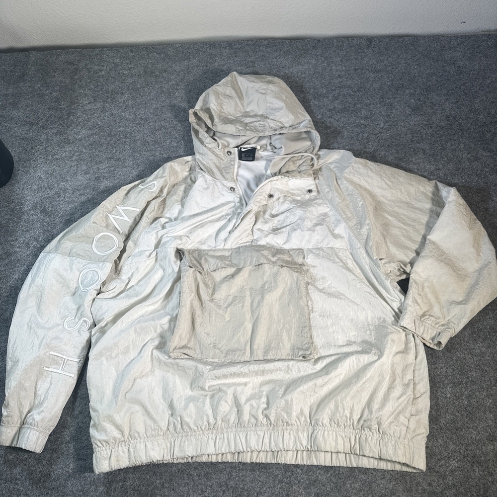Nike Double Swoosh Anorak Jacket Men XXL 1/2 Zip Hooded Windbreaker Pullover